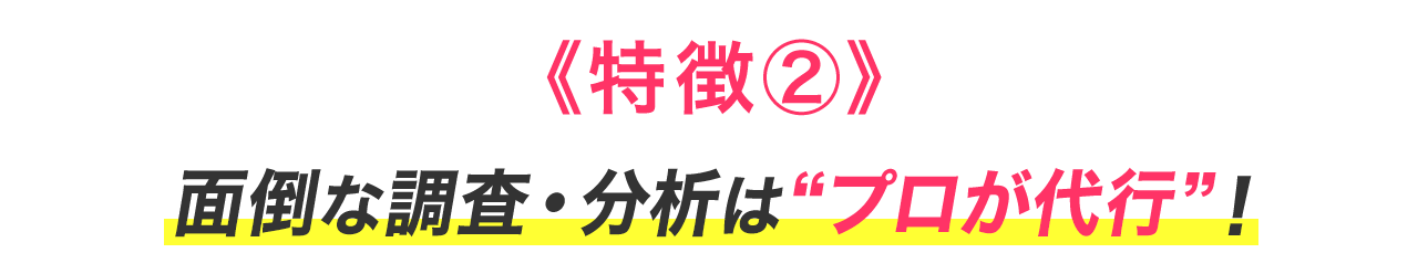 《特徴②》面倒な調査・分析は“プロが代行”!