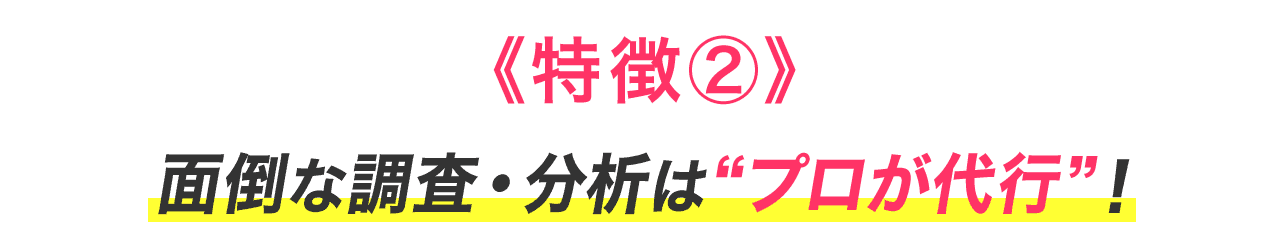 《特徴②》面倒な調査・分析は“プロが代行”！