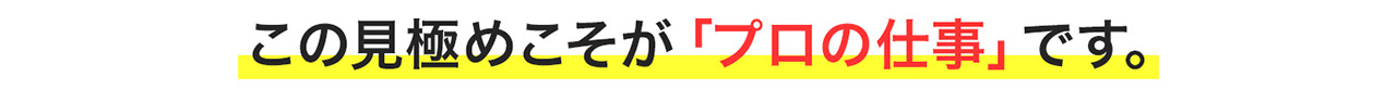 この見極めこそが「プロの仕事」です。