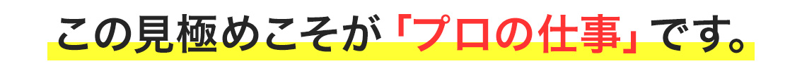 この見極めこそが「プロの仕事」です。