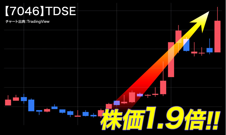 【7046】TDSE　株マイスターで1月4日に提供「株価1.9倍」